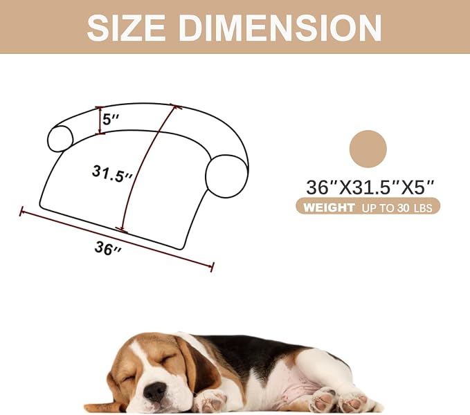Luxurious Calming Dogs/Cats Bed Mats, Dog Pad Washable Removable Couch Cover, Plush Long Fur Mat for Pets, Waterproof Lining, Perfect for Small, Medium and Large Dogs and Cats (Beige, 36"x31") - Image 2