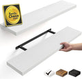 BAYKA White Floating Shelves 35.4in, Set of 2, Wall Mounted for Wall Decor | Easy Install, 30lbs Max Load, Hidden Bracket, Shelving for Room Bathroom Bedroom Kitchen Storage, Multi-Wall Compatible by Bayka