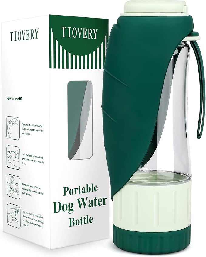 TIOVERY Upgraded Dog Water Bottle, Portable Dog Cat Puppy Pet Water Dispenser Feeder with Drinking Cup and Food Container Leak Proof for Outdoor Walking, Travel, Hiking 12OZ - Image 8