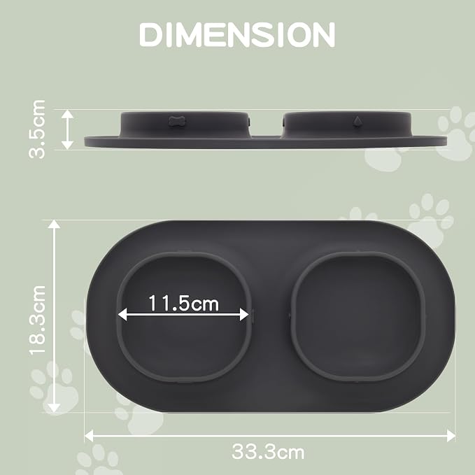 Dog Food Bowls Pet Bowls & Dog Water Bowls with No-Spill and Non-Skid, Feeder Bowls with Dog Bowl Mat for Small Medium Large Size Dogs Cats Puppy Pets, Dog Dishes (Grey) - Image 2