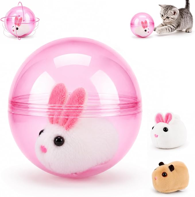 Self-Rolling Interactive Cat Ball, Automatic Animal Pet Rolling Ball | Hamster Ball for Cats Interactive,Hamster in Rolling Balls Smart Cat Toy, Motion Activated Cat Enrichment Toys (Pink) by Unknown