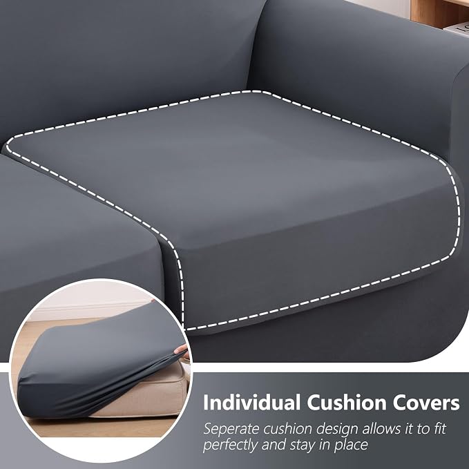 hyha Stretch Couch Covers, Chair/Sofa Covers, Armchair Slipcover for Dogs | Floral Pattern, Printed, 2 Pieces, Separate Couch Cushion Slipcover, Soft Chair Cover with Elastic Bottom for Pets (Armchair) - Image 2