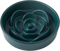 8.25'' Ceramic Slow Feeder Dog Bowls - Petal Shape Modern Dog Food Dish for Medium and Large Breeds, Puzzle Maze Bowl to Slow Down Eating, Anti-Gulping, Dishwasher & Microwave Safe, Green by Welloyed