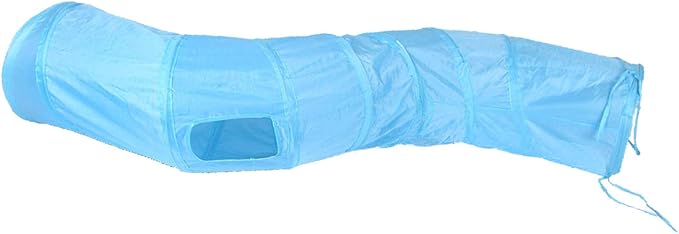 iCAGY Cat Tunnel Toys for Indoor Cats Kittens Rabbits, Pet Toy Play Tunnels | Interactive Crinkle Pop Up Tunnel Toys, Relieve Cat Boredom, Blue 47" Shape S by iCAGY