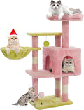 Cat Tree Tower with Hammock,40" Cat Trees for Indoor Cats Large Adult(Pink) | Modern Cat Tree Tower with Scratching Post, Cats Condo Furniture with Cloud Top Perch, Cats Climbing Tower for Kittens by Yungaspy