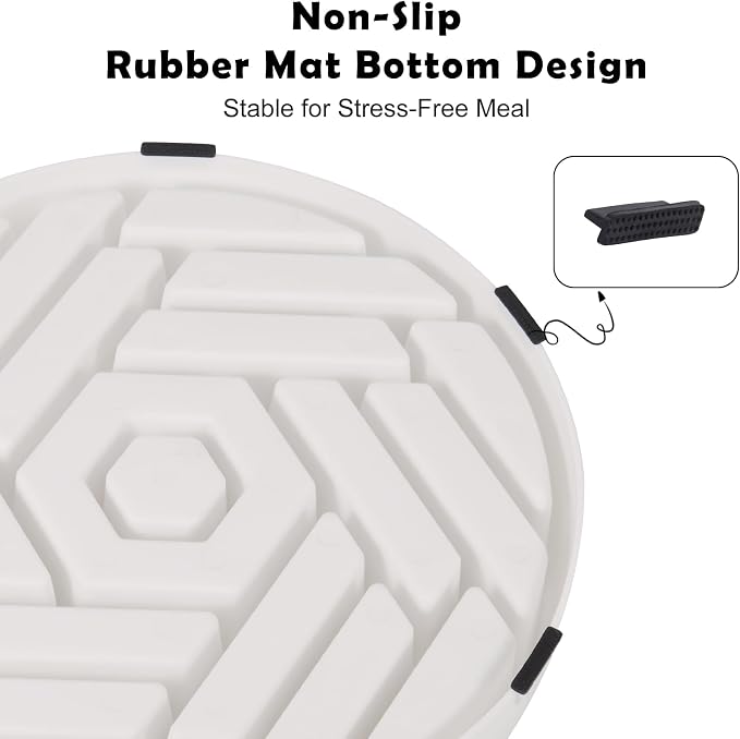 TOBYTO Slow Feeder Dog Bowls Large Medium Breed,Anti-Choking Slow Eating Dog Food Bowl,Non Slip Pet Slower Food Feeding Bowls Large Puzzle Slow Feeder Bloat Stop Maze Dog Dishes,White - Image 8