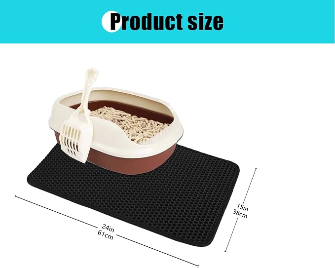Cat Litter Mat, 23"x14.5", Black | Double Layer, Waterproof, Litterbox Mat - Image 4