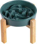 8.26 in Deep Green Dog Bowl Slow Feeder Ceramic for Medium and Large Breed,Elevated/Raised Slow Feeding Dog Food Water Dish Heavy Weighted,Puppy Dish for Fast Eaters,Puzzle Eating Bowl Meteor by PetGettingMuchHeathier
