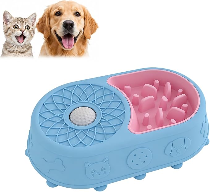 Slow Feeder Dog Bowl with Lick Mat, 2 in 1 Silicone Feeding Bowl | Promotes Healthy Eating Habits and Engaging Mealtime Experience by Unknown
