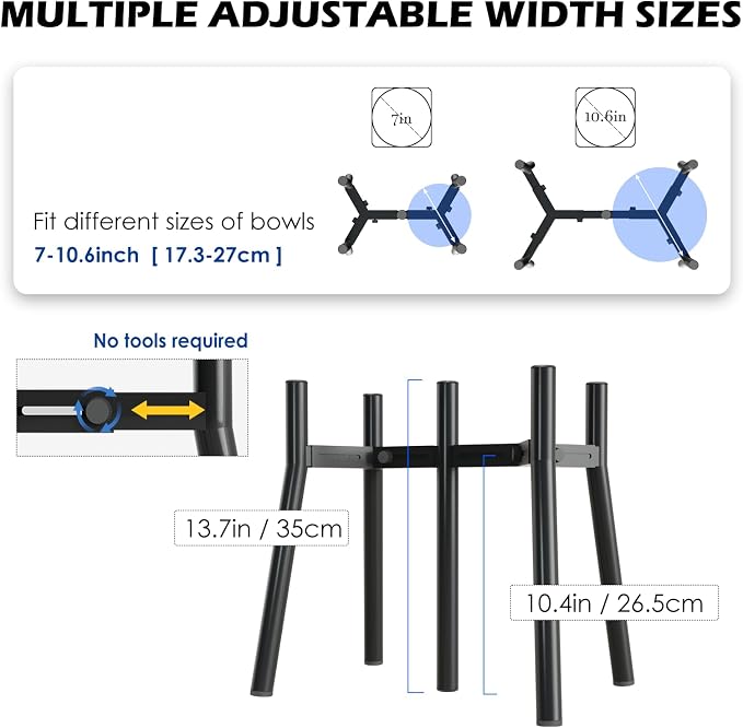 Raised Dog Bowl Stand for Large Dogs, Adjustable Width 7-10.6, 13.7 inch Tall Dog Food Water Stand,Bowl Not Include - Image 2