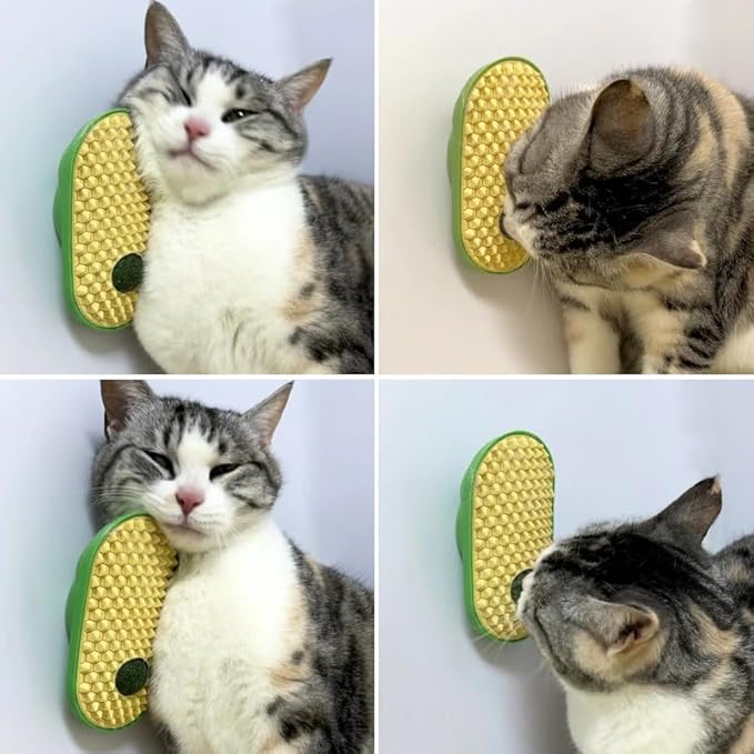 miwoowim 2PCS Catnip Toys Balls that Stick on Wall & Cat Face Scratchers | Cat self Groomer for Indoor Cats, Corner Brush,Comes with catnip & gall fruit spare balls for Cats Lick - Image 3