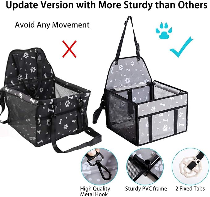 GENORTH Dog Car Seats for Small and Medium Dogs,Portable Puppy/Pet Car Booster Seat with Clip-On Leash and Mesh Window for Pet Up to 20 lbs - Image 3