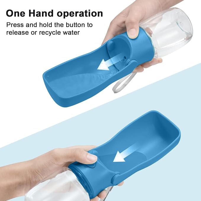 Portable Dog Water Bottle for Walking – 19oz / 12oz Foldable Pet Water Dispenser for Puppies, Medium & Large Dogs – Leak Proof Travel Water Bowl for Small Animals Dog Accessories(12OZ Dark Blue) - Image 2