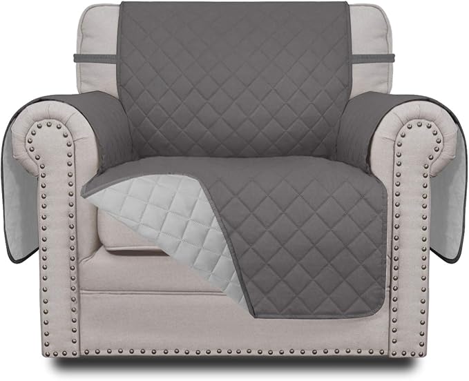 Easy-Going Reversible Couch Cover, Small Chair, Gray/Light Gray | Machine Washable Slipcover For Dogs, Water Resistant Furniture Mat For Living Room, Non-Slip Sofa Cover, Pet Friendly by Easy-Going