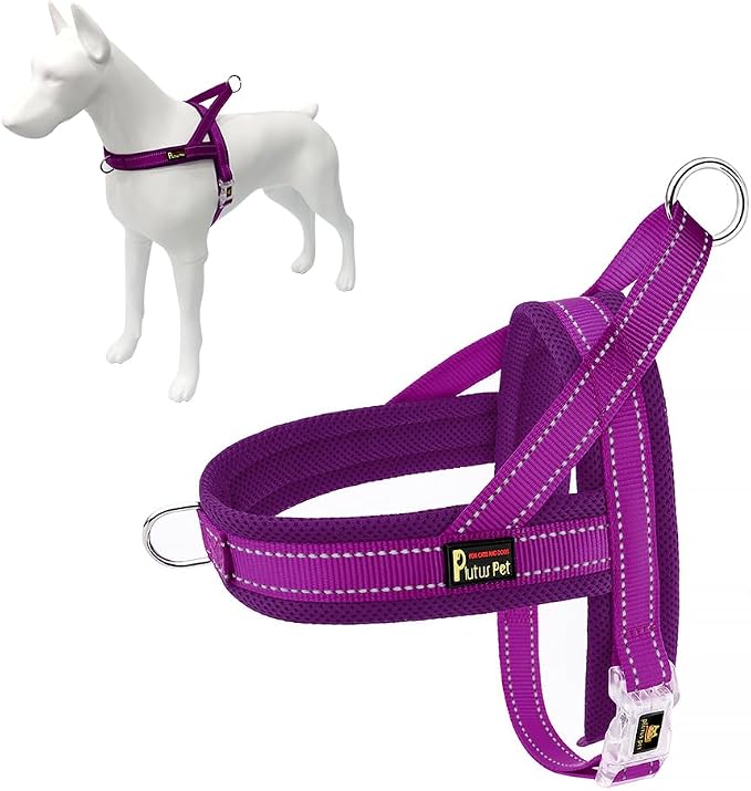 Plutus Pet No Pull Dog Harness for Medium Sized Dog, Breathable Mesh Padded | Adjustable Reflective with Handle, Escape Proof, Quick Fit Pet Vest, Front Clip, for Training and Walking, Purple, M by PLUTUSPET