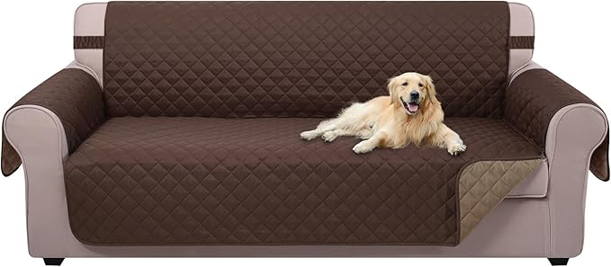U-NICE HOME Large Sofa Cover Reversible Couch Cover, Chocolate/Taupe | 78''Oversized, Washable, Pet Friendly, Elastic Straps, Water Repellent, Furniture Protector Mat for 3 Cushion Couch by U-NICEHOME