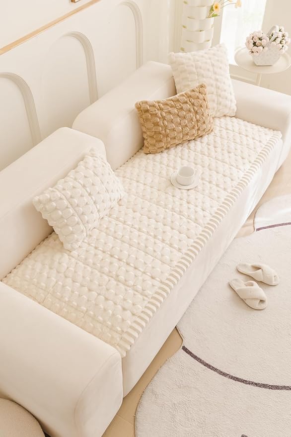 Tiwwie Couch Cover for Dogs Fuzzy Sofa Covers for Pet, Non Slip Sofas Pad | Dog Cover for Couch with Grip Backing, Pet-Friendly Washable Sofa Slipcover Cushion Protector, Pet Dogs Mat - Image 3