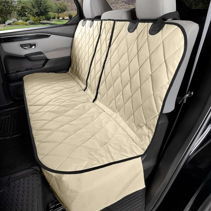 4Knines Dog Rear Seat Cover for Fold Down Seats - Fitted, Tan Regular | Heavy-duty split design fits 60/40 and 50/50 fold-down seats. No Hammock. K9-Shield waterproof layer. Non-slip backing. - Image 9