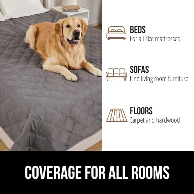 GORILLA GRIP® Waterproof Dog Blanket, Couch Cover for Dogs, 40x50 Charcoal | Silicone Grip Backing, Washable, Leakproof, Protects Sofa, Sectional, Bed, Crate, Car and RV, Senior Pet Essential - Image 8