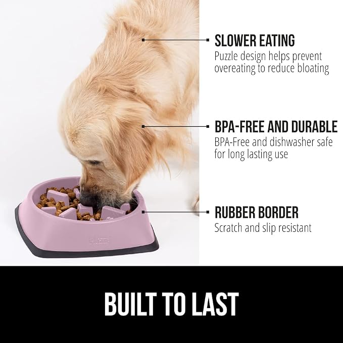 GORILLA GRIP® Patented Slow Feeder Dog and Cat Bowl, BPA Free, 2 Cup Pink | Interactive Puzzle Toy for Food Training Enrichment, Keeps Pets Busy and Prevents Puppy Overeating, All Breeds - Image 2