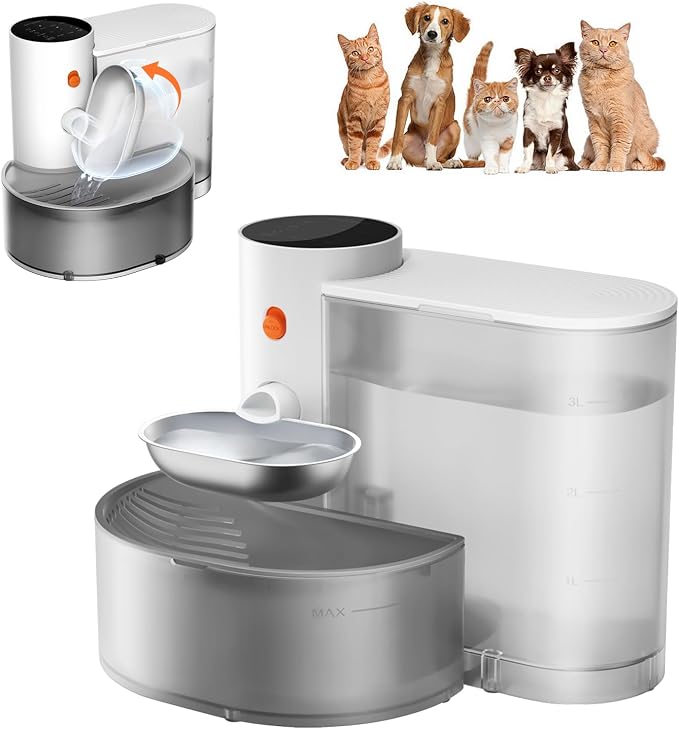 Petgravity Smart Cat Water Dispenser - Stainless Steel Water Bowl, Upgraded Self-Refill Cat Water Fountain Automatic Water Dispenser Water Feeder for Cats & Small Animals, 3.5L/118.4oz by Petgravity