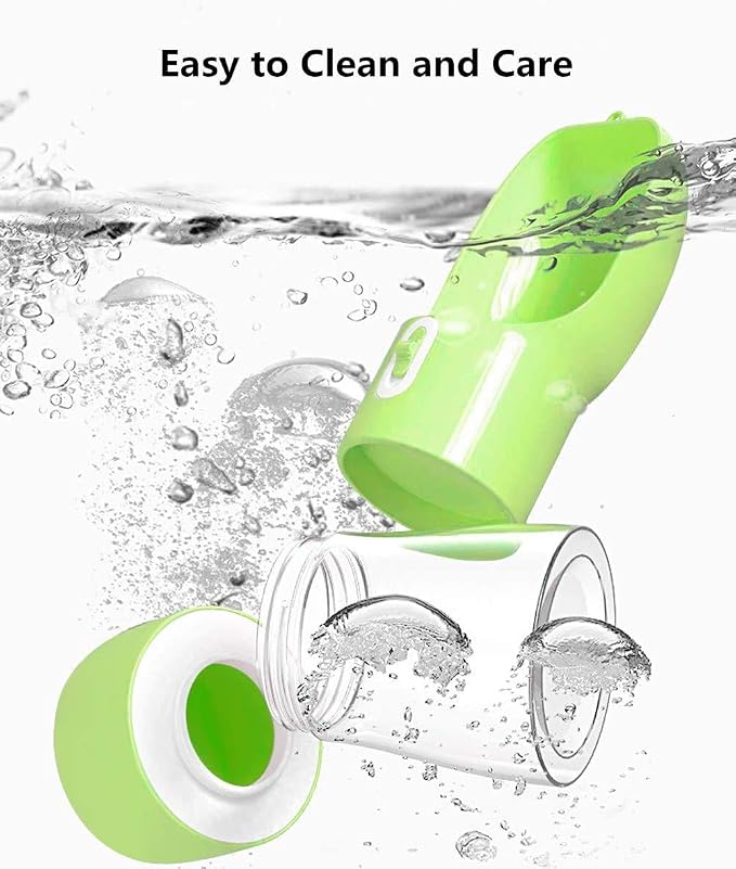 Portable Dog Water Bottle with Food Container Dishwasher Safe-Green | 3 IN1 Drinking Bottle for Pet Puppy Outdoor Walking Hiking Travel | Leak Proof Dog Water dispenser with Bowl BPA Free - Image 4