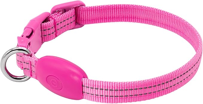 Light Up Dog Collar, Rechargeable USB Collar, Waterproof, Luminous LED Collar, Adjustable, Super Bright, Night Walking for Small Medium Large Dogs, Pink, S - Image 7