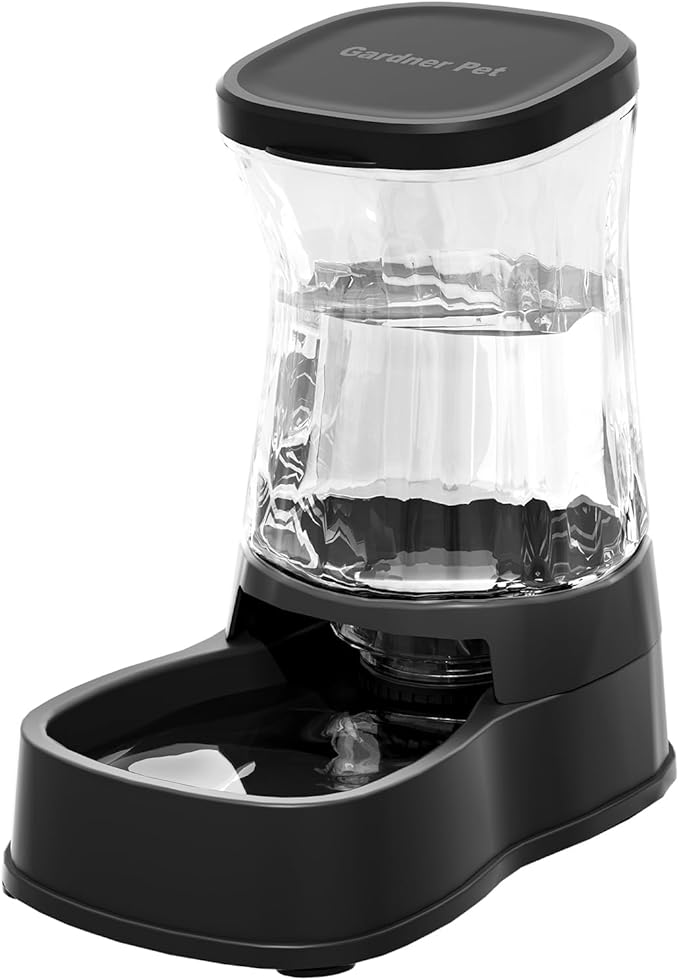 Gardner Pet Automatic Gravity Water Dispenser for Dogs, 1.0Gallon 100% BPA-Free Dog Water Bowl Dispenser, Pet Water Fountain Dispenser with Sponge Filter for Small&Medium Dogs, Cats, Puppies(Black) by GardnerPet