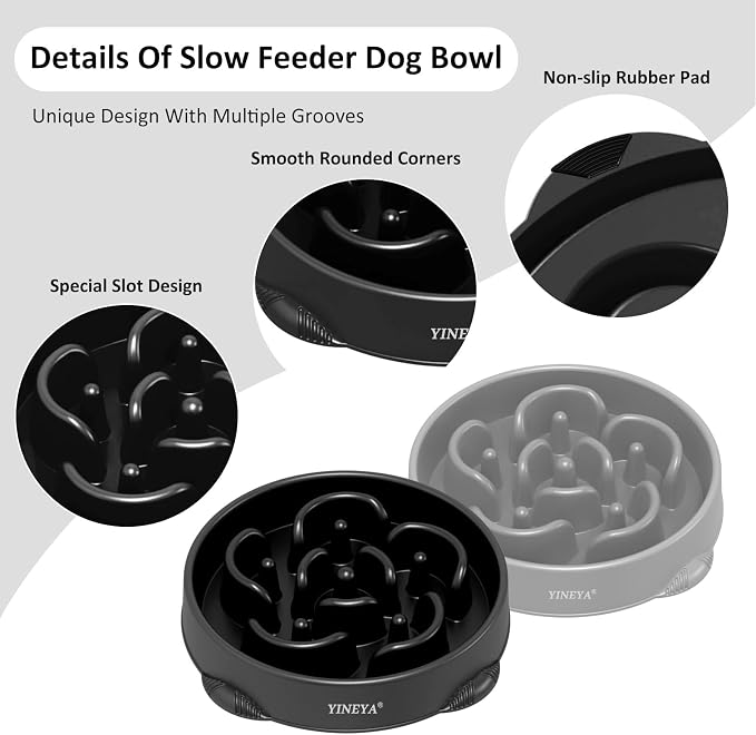 YINEYA 4 Cups Slow Feeder Dog Bowls Large Breed, Anti-Choking Pet Supplies, Maze Dog Food Bowl, Puzzle Feeder That Slow Down Eating 2PCS - Image 4