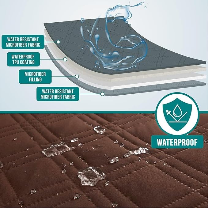 PetAmi Waterproof Couch Cover for Dog Nonslip Bed Sofa Blanket 102x82 Brown - Image 3