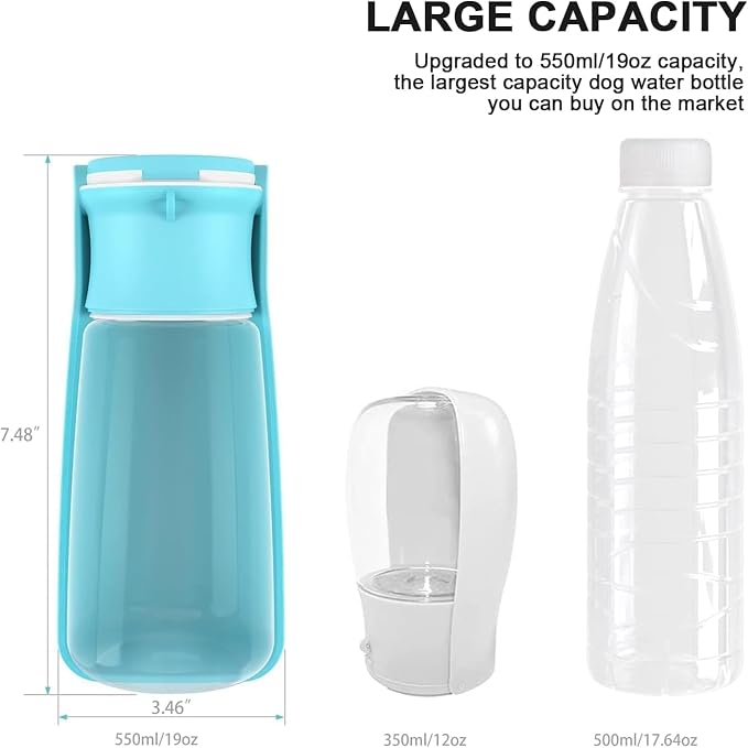 SOICTA Portable Dog Small Animals Water Bottle for Walking 19 OZ or 12 OZ Pet Water Bottles for Puppy Medium Large Dogs Little Animals Water Dispenser Dog Small Animals Water Bowl - Image 3
