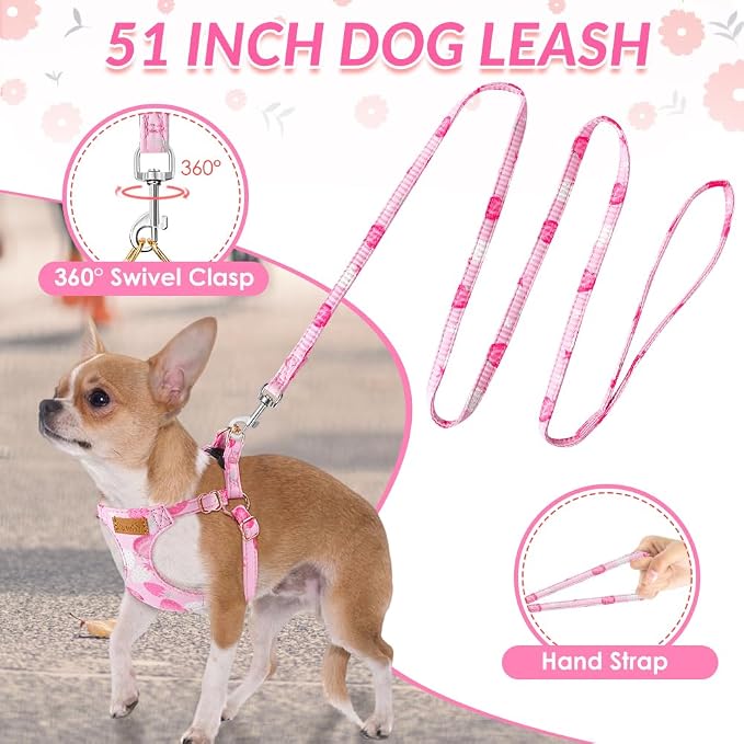 SlowTon No Pull Dog Harness with Leash for Small Medium Dogs, Strawberry XXS - Image 4