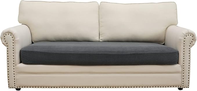 Eismodra Couch Cushion Covers Magic Stretch Sofa Slipcover for 3 Cushion Couch Dogs Pet L Shape 2 Seat Replacement Furniture Protector,Dark Gray Length 37-53 inches(Only 1 Piece) by Eismodra