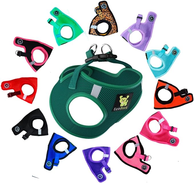 EcoBark Extra Small Dog Harness, Step in Vest, Forest Green, XS Dogs | Luxury Soft Harness for Puppies, Mini Body Halter Under 6 Lbs, No Choke Breathable Mesh, Adjustable Reflective Strap by EcoBark
