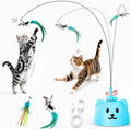 Interactive Cat Toys for Indoor Cats, 360° Automatic Spin Flying Bird Wand | 8cm Suction Cup & Weighted Base, Silicone-Protected Rod, USB Rechargeable with Replaceable Feather & Streamer Attachments by Unknown