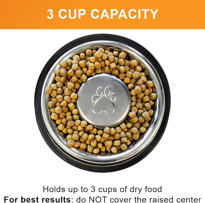 Neater Pet Brands Stainless Steel Slow Feed Bowl - Non-Tip & Non-Skid - Stops Dog Food Gulping, Bloat, Indigestion, and Rapid Eating (3 Cup) - Image 2