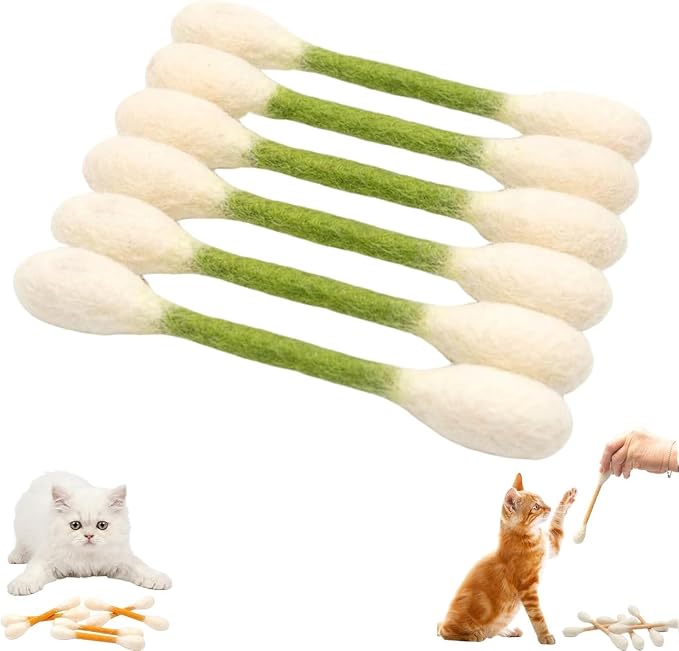 Cotton Swabs Cat with Catnip, 6 Pk Giant Kitten Chew Sticks,Interactive Kitty Kick Sticks for Cat Lovers Gift - Sturdy Teething Chew Toy (Green) by Unknown