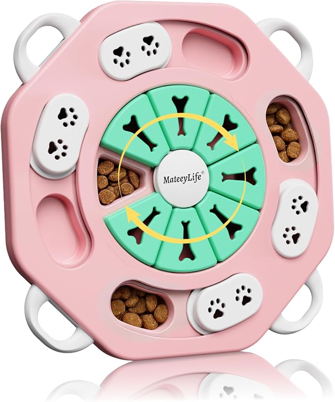 Dog Puzzle Toy for Smart Dogs, Interactive Dog Enrichment Toys,Level2(Pink) | For Small, Medium Dogs and Cats, Treat Dispensing, Mental Stimulation, to Keep Them Busy, Slow Feeder, IQ Training, Anti-slip by MateeyLife