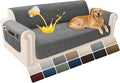 Velvet 100% Waterproof Couch Cover for Dogs Washable Sofa Covers for 3 Cushion Couch Pet Friendly Sofa Slipcovers Set Non Slip Quilted Furniture Protector with Pockets (Large, Dark Grey) by YUEVELLASofaCover