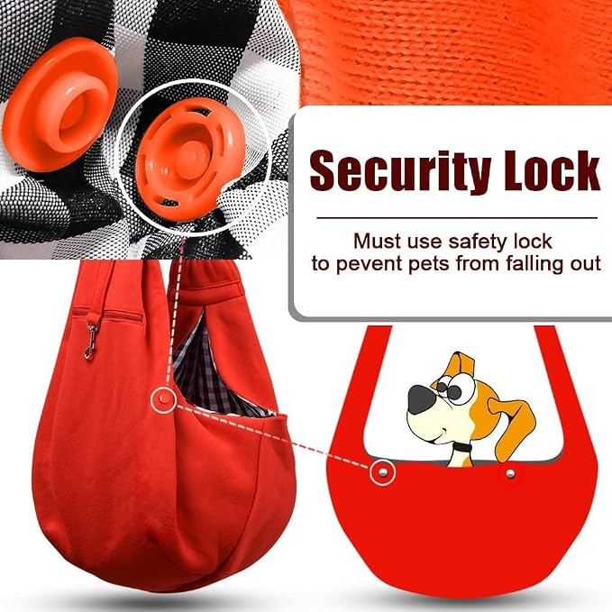 Tomkas Small Dog Cat Sling Carrier Puppy Purse Travel Wrap Soft Crossbody Pet Bag (Red, M - Zip Pocket & Classic Strap) - Image 4