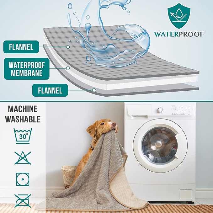 PetAmi Waterproof Dog Blanket, Leakproof Puppy Blanket, 40x60 Taupe Beige | For Medium Large Pets, Furniture Sofa Couch Cover Protector, Fleece Throw Indoor Cat Kitten, Reversible Washable Soft Plush - Image 4