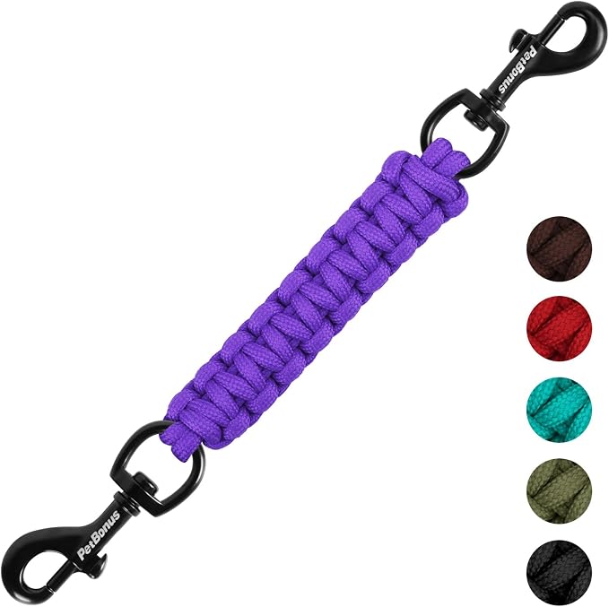 PetBonus Dog Collar Safety Clip, Handmade Prong Collar to Harness Connector | Dog Leash Backup Safety Strap, Escape Proof, Double Ended Clasp, Lead Connector for Pinch Collar, Harness (Purple) by Petbonus