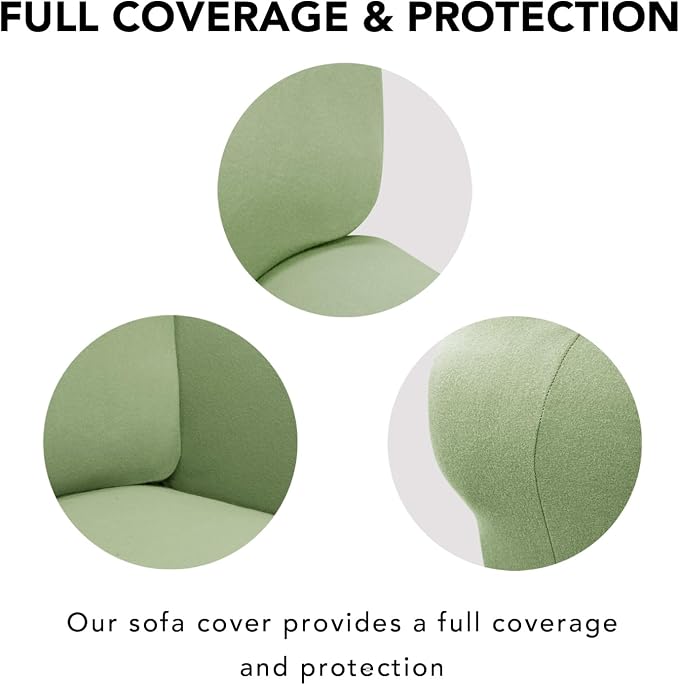 PureFit Stretch Oversized Couch Covers Fleece Sofa Slipcovers Sage Green | 1-Piece Sofa Cover Washable Soft Couch Protector, Couch Slipcover with Non Skid Foam and Elastic Bottom for Kids, Dogs - Image 4