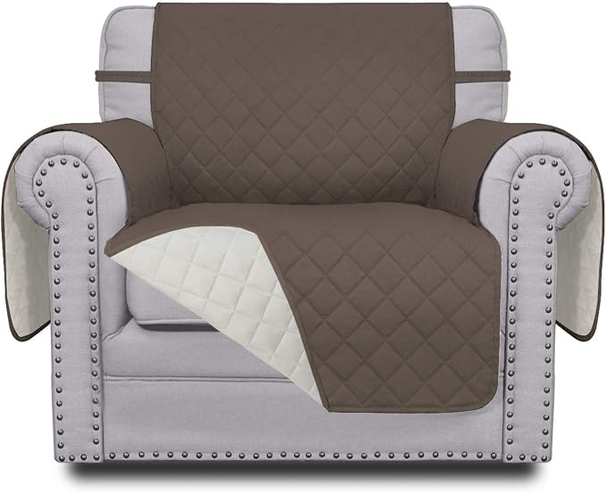 Easy-Going Reversible Couch Cover, Small Chair, Taupe/Ivory | Machine Washable Slipcover For Dogs, Water Resistant Furniture Mat For Living Room, Non-Slip Sofa Cover, Pet Friendly by Easy-Going