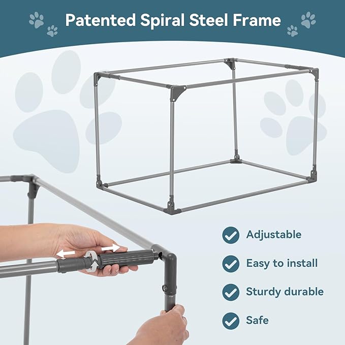PETSFIT 26" Soft Portable Dog Crate – Patented Spiral Sturdy Frame, Collapsible Travel Kennel for Small Dogs, 3 Mesh Door, Lockable Zippers, Indoor & Car Use Khaki - Image 3