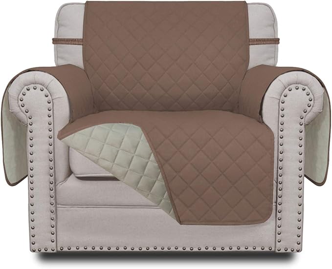 Easy-Going Reversible Couch Cover, Small Chair, Brown/Beige | Machine Washable Slipcover For Dogs, Water Resistant Furniture Mat For Living Room, Non-Slip Sofa Cover, Pet Friendly by Easy-Going