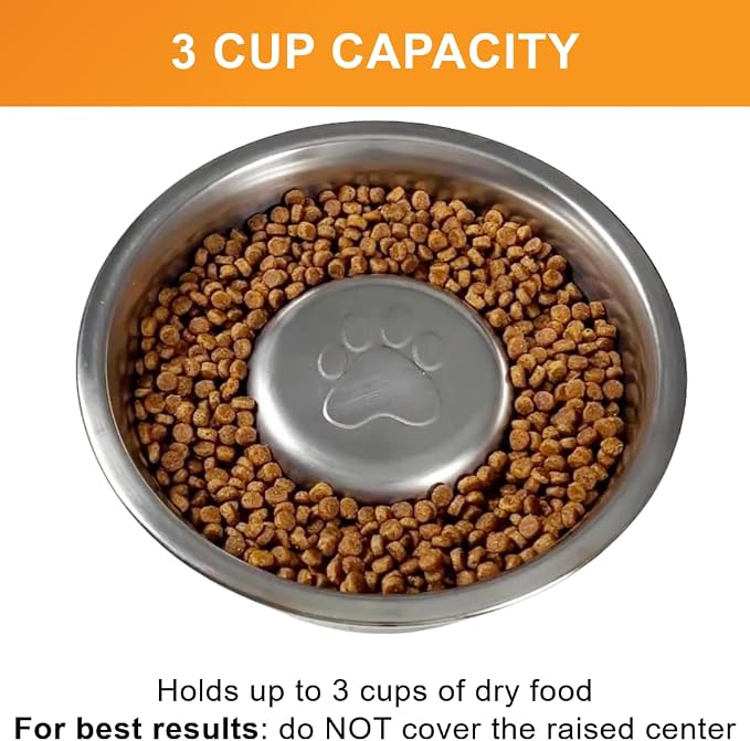 Neater Pet Brands Stainless Steel Slow Feed Dog Bowl for Fast Eating Large Breed, Metal Slow Feeder Dog Bowl Fits in Large Neater Feeders, for Puppy or Dogs (>40 lbs), 3 Cup Food Capacity - Image 2