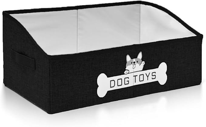 Dog Toy Basket, Specially Designed for Dog Toy Storage, Collapsible Dog Toy Box with Handle，Perfect for Storing Pet Toys and Accessories - Black by Mutiearo