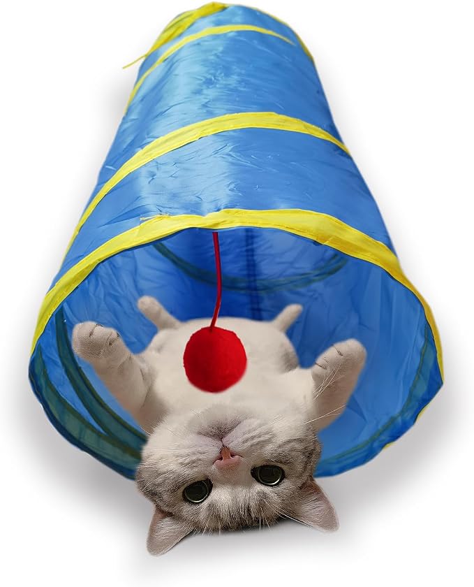 Cat Tunnel Tube Toys，Tunnels for Indoor Cats, 2 Way Collapsible Interactive Toy with Balls for Rabbits, Kittens, Ferrets, Puppy | Interactive Pet Crinkle Pop Up Tunnel with Balls Peek Hole Hideaway for Rabbits, Kittens, Ferrets, Puppy Playing & Exploring by Deofun