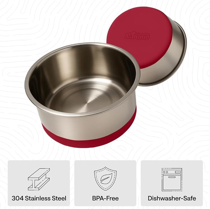 GORILLA GRIP Dog Bowls, Food Grade Stainless Steel, Set of 2, 2 Cup, Red | 304 Stainless Steel Pet Feeding Bowls Hold 16 fl oz Each, Dishwasher Safe, Rust Resistant, BPA Free Rubber Base - Image 6